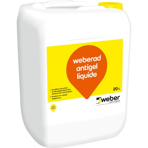 Weber Saint-Gobain Accélérateur de prise béton 20L, Weberad antigel liquide à incorporer aux ciments, bétons et enduits par temps froid