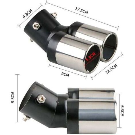 Tuyau D'échappement De Voiture, échappement Double Sortie d'échappement Universel en Acier Inoxydable avec Deux Sorties Accessoires échappement Voiture