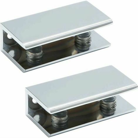 - Pince à verre Support d'étagère en verre Support d'étagère murale Charnière de porte, verre adaptatif d'épaisseur 8-12 mm, acier inoxydable poli, 2 pièces