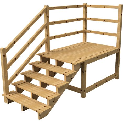 MILANO Außentreppe 5 Stufen H88 cm - Podest L189 x B120 cm - Treppengeländer links - Podestgeländer links und hinten