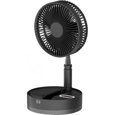 Ventilateur de table portable pliable et rétractable, USB 10 800 mAh, avec télécommande et veilleuse LED, noir (1/5)