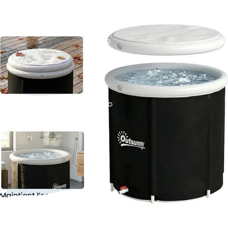 Baignoire de glace gonflable, 280 litres, 78 cm x 78 cm x 71 cm, PVC durable, design pliable, comprend un couvercle et une pompe (1/5)