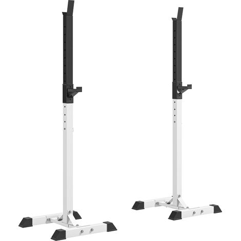 Hantelständer, 2er-Set, bis 150 kg belastbar, höhenverstellbar, Stahl, weiß+schwarz, 52 x 48 x 160 cm
