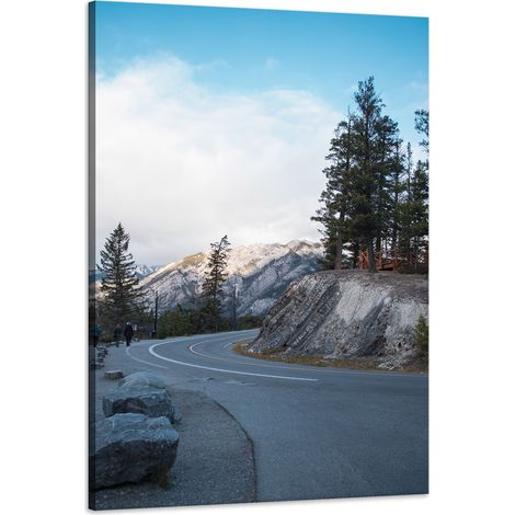 Stampa su tela "Strada naturale tra le montagne" 60x90 cm, Clima freddo, Inverno