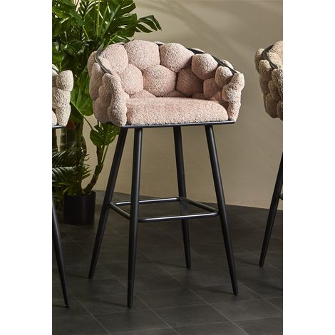 Tabouret de bar Laysan Soft Terry rose pâle 57 x 48 x 99 cm (1/3)