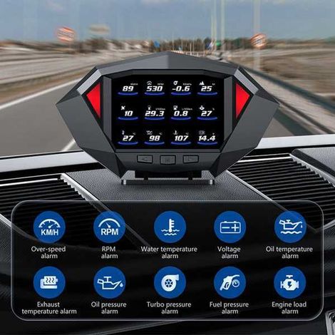 OBD High-Definition LCD Car HUD Head-Up Display, Universal for Off-Road Vehicles, Speedometer, Altitude, and Slope Measurement (1/5)