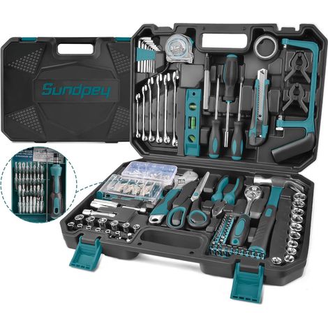 Mallette à Outils 257 Pièces Caisse à Outil Complete Boite a Outils Portable Marteau Pinces Tournevis Clé Douille Ruban Mesurer Kits d'Outils Réparation Combiné (1/5)