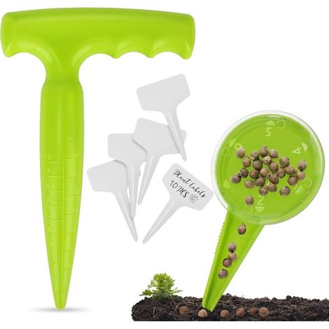 Bardusch 2pcs D'outils de Semoir de Plantoir à Bulbes,Semoir Disseminator,10pcs Etiquette Potager - Jardinière à Bulbe Set pour Plantation - Outil de Jardinage pour Semis de Légumes et de Fleurs (1/5)