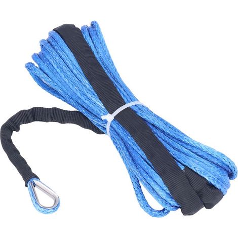 Jeffergarden Corde de treuil de remorque en Nylon bleu, 6mm x 15m/ 1/4 pouces x 50 pieds, remplacement résistant à l'usure pour ARB SUV camions UTV (1/4)