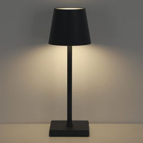 Lampe a Poser AISKDAN KD3403 - Lampe de Chevet Sans Fil - Rechargeable - Commandes Tactiles - 3600 mAh, IP44 - Noir (1/4)