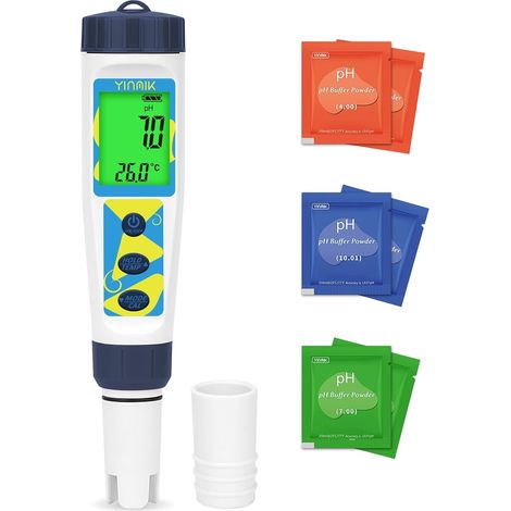 Testeur pH Sel Piscine Spa pH, sel, TDS, T° simultanés. Piscine, spa, aqua, hydro, eau potable. ATC, rétroéclairage, calibrage facile (1/5)