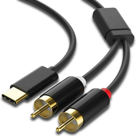 Câble USB de Type C vers 2 RCA, câble Audio de Type C vers Double câble RCA, câble Adaptateur USB-C vers Jack Audio pour amplificateur Home Cinéma Xiaomi LG, Enceinte Lecteur DVD TV 1.5m/5ft