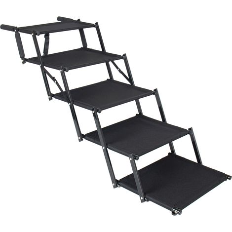 Klappbare Hundetreppe mit 5 Stufen, schwarzer Stahl, rutschfest, bis 110 kg (1/5)