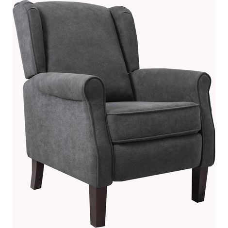 Roomee Russell Wing Back Fabric Recliner Armchair Sofa Chair in Grey (1/4)