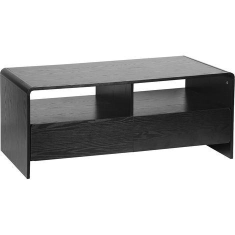 110cm TV unit rounded wood effect 2 drawers  Black 110x55x45 cm - Milo