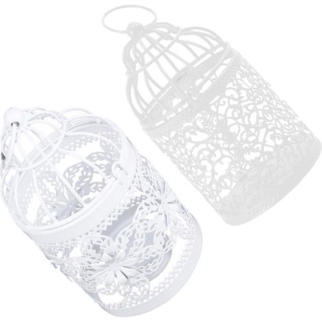 Lot de 2 photophores en fer avec motif cage à oiseaux, support pour bougies, décoration artistique pour table, maison et fêtes (1/5)