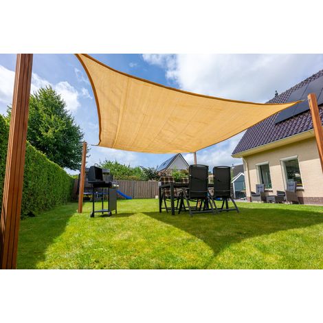 Sonnensegel Viereck 4x4 m - 320 g/m² - Sandfarben - Pro Stück