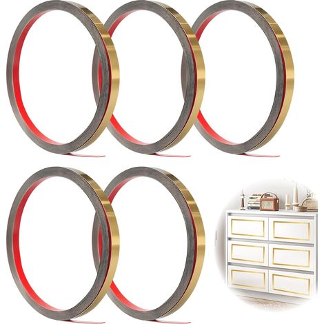 5m x 10mm Baguette De Finition Moulure Miroir En Acier Inoxydable Autocollante Moulure Flexible Et Garniture Pour Carrelage Mur Sol Bordure WC Salle De Bain Garniture Murale Autocollante (1/5)