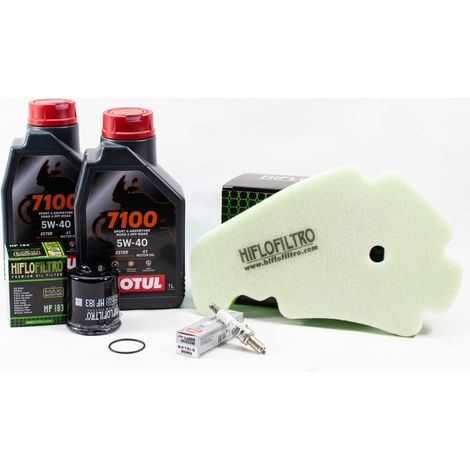 Kit Révision Filtres Bougies pour PIAGGIO Beverly 300 ie ABS de 2021 à 2023 - MOTUL 7100 5w40 2L
