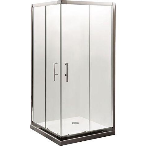 Contemporary Square Corner Entry Shower Enclosure - 6mm Safety Glass - 800mm - Chrome
