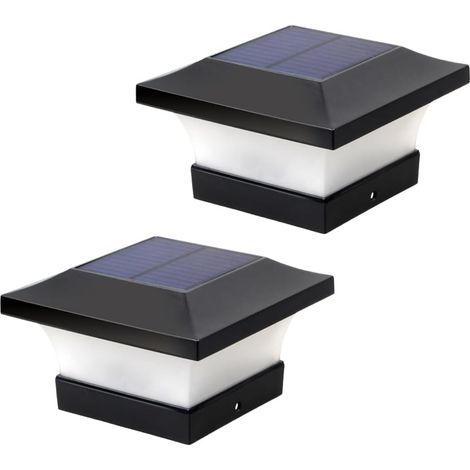 2 Piezas de Postes Solares Luces Decorativas Led Pilar Columna Lámpara Valla Paisaje Cuadrado Tapa Luz para Jardín Patio Patio ( 3W 6000K Luz Blanca) (1/5)