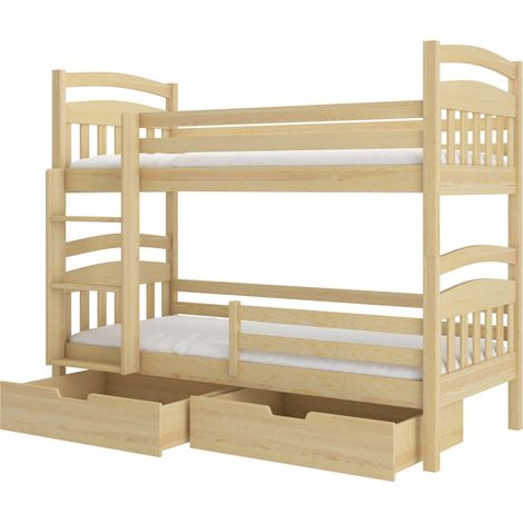 Lit superposé 2 places MADRA– 2 tiroirs de rangement et 2 sommiers-Beige-80x180 (1/5)