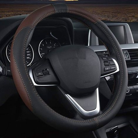 Autolenkradbezug aus Mikrofaserleder, strapazierfähig, atmungsaktiv, passend für die meisten Autos, wärmt im Winter, hou, a1006 (1/5)