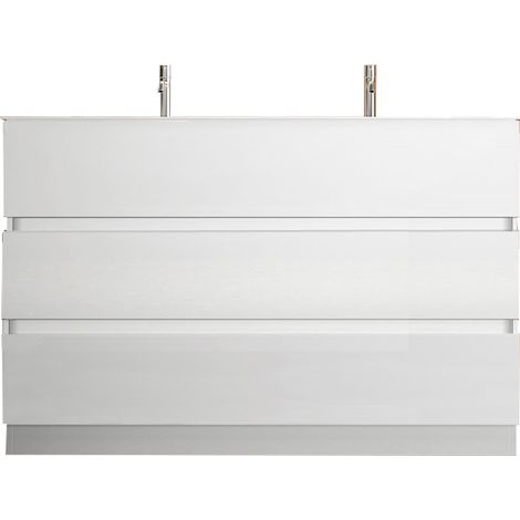 Bagno a tre cassetti Agata con doppia vasca in finitura Bianco Lucido (1/6)