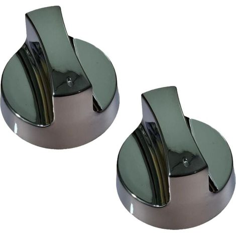Lot de 2 boutons universels Ø6 mm pour thermostat de four, réfrigérateur, congélateur, en métal argenté, compatibles avec différents modèles. (1/4)