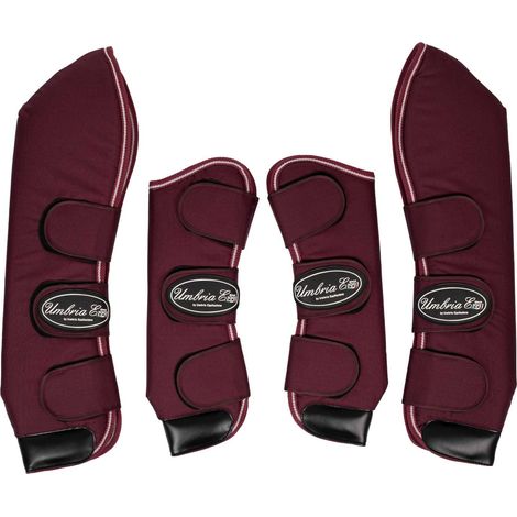 UMBRIA EQUITAZIONE Set BURGUNDY PONY paracolpi trasporto con rinforzi pelle