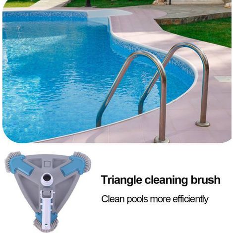 1 couleur : gris + bleu  matériau : plastique  tête d'aspirateur pour piscine  forme triangulaire.