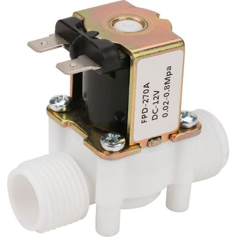 12V G1/2 "Nc Électrovanne d'eau en plastique - Électrovanne d'entrée électrique pour la distribution d'eau RO Osmose inverse Système de filtre pur Dispositif de dérivation de contrôle de-Crezuo (1/5)