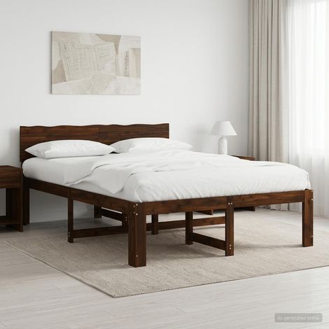 Cama doble con cabecero ROSTOCK Marrón Oscuro 160 x 200 cm (1/5)