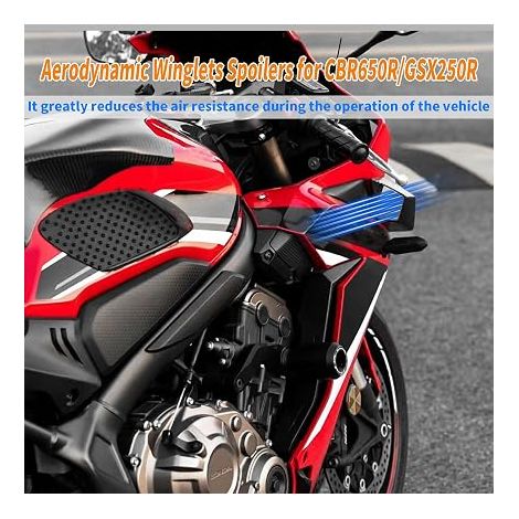 Spoilers de force de descente latérale de moto aile de carénage Aile de déflecteur d'air CBR650R 2019 2020 2021 2022 2023 GSX250R Noir mat (1/4)