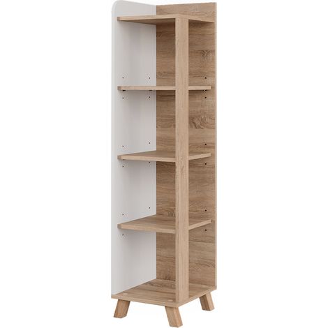 Mensola da bagno Karen, Sonoma/Bianco, 30 x 128 cm con 4 scomparti, Vicco