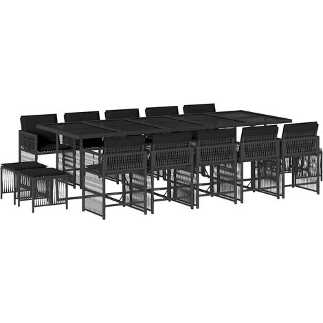 Maison Exclusive - Set da Pranzo da Giardino 15 pz con Cuscini Nero in Polyrattan