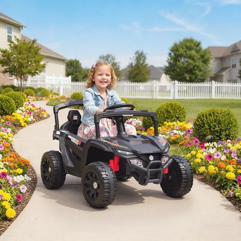 Macchina elettrica per bambini da 12V con 2 motori, telecomando 2.4G, sospensioni posteriori, fari e musica - Nera