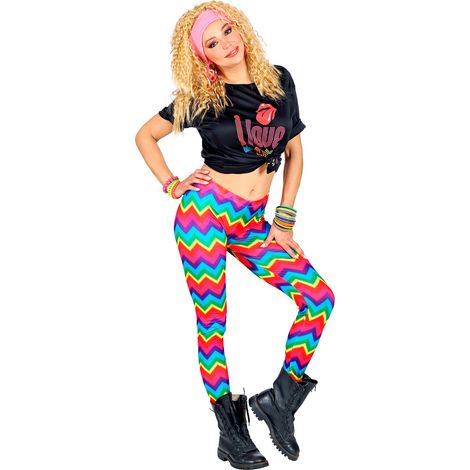 Bunte Neon-Disco-Leggings im 90er-Jahre-Stil, Größe L/XL (1/5)