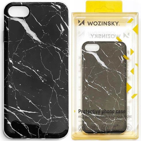 Custodia in gel effetto marmo Wozinsky per Xiaomi Mi 10 Lite, cover effetto marmo nera (1/5)