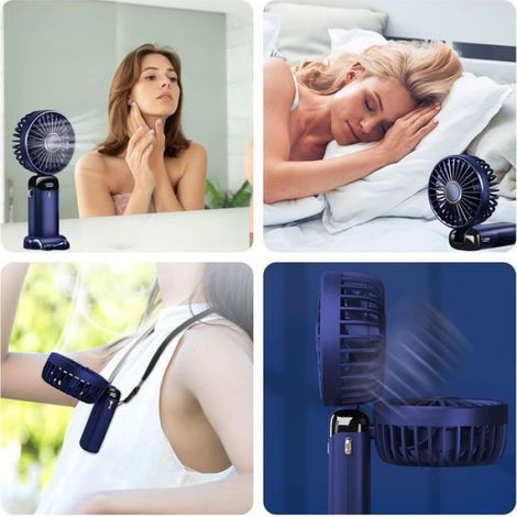 Ventilateur Portatif - Rechargeable USB - 5 Vitesses - Écran LED - Pliable - Bureau Maison - 1 Pièce (1/4)