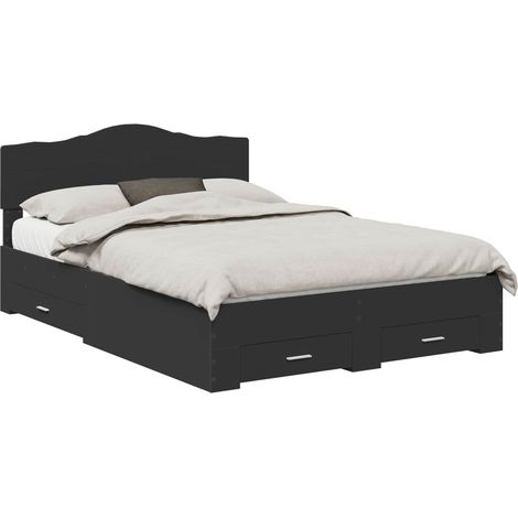 Maison Exclusive - Bettrahmen mit Kopfteil Schwarz 140 x 190 cm H