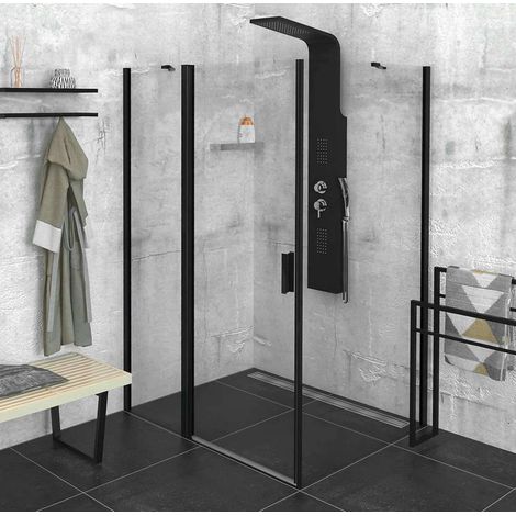 Polysan Zoom Black - Cabine de douche 120x90 cm, version G/D, Antidrop, verre transparent/noir mat ZL1312BZL3290B (1/5)