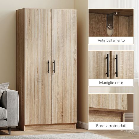 Buffet de salle à manger design 165x40x75 cm en bois massif, 2 tablettes réglables et portes à fermeture douce (1/5)