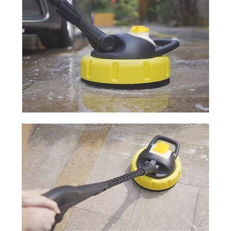 Brosse pour nettoyeur haute pression, brosse pour sols et dalles, brosse pour terrains et sols extérieurs avec flacon à détergent, compatible avec Kärcher deng