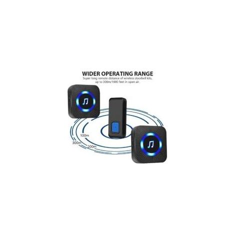 Sonnette sans Fil, 400M Sonnette de Porte IP55 Étanche Carillon Electronique, Kit de Carillon avec RéceptEUs Enfichables pour la Maison