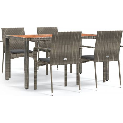 Ensemble Table et Chaise de Jardin 5 pcs - Ensemble Table à manger + 4 chaises avec coussins Gris BV268912 - BonneVie (1/5)