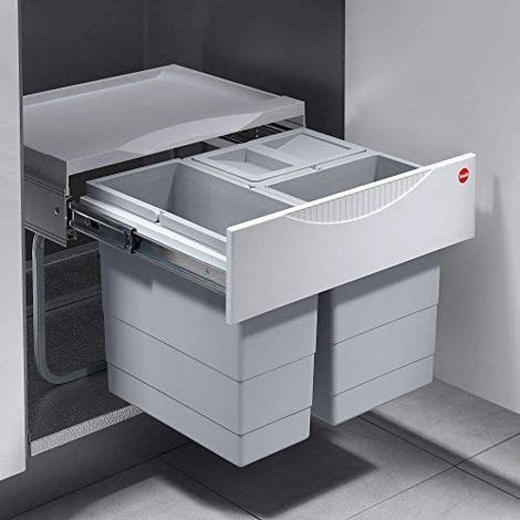 Hailo 3644731 Poubelle, Plastique, Gris, 43,4 x 33 x 34,7 cm