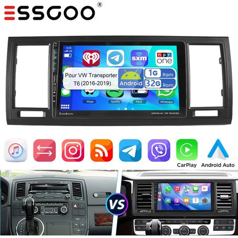 Autoradio GPS avec Android 15, 32/64 Go, compatible CarPlay et RDS, pour VW T6 Transporter Multivan, avec port USB Type-C - 1+32G (1/5)