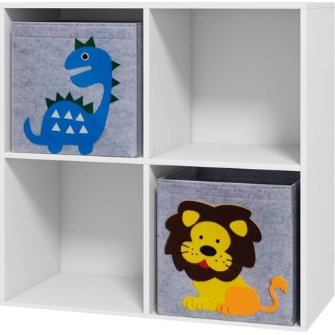 Estantería infantil con 4 cubos y 2 cajas de almacenaje de madera 61,8 x 29,9 x 61,8 cm (1/5)