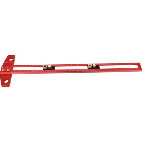 Règle en T pour menuiserie 50cm avec échelle métrique et pouces, gabarit de perçage et traçage avec douilles de perçage 6 8 10mm (1/5)